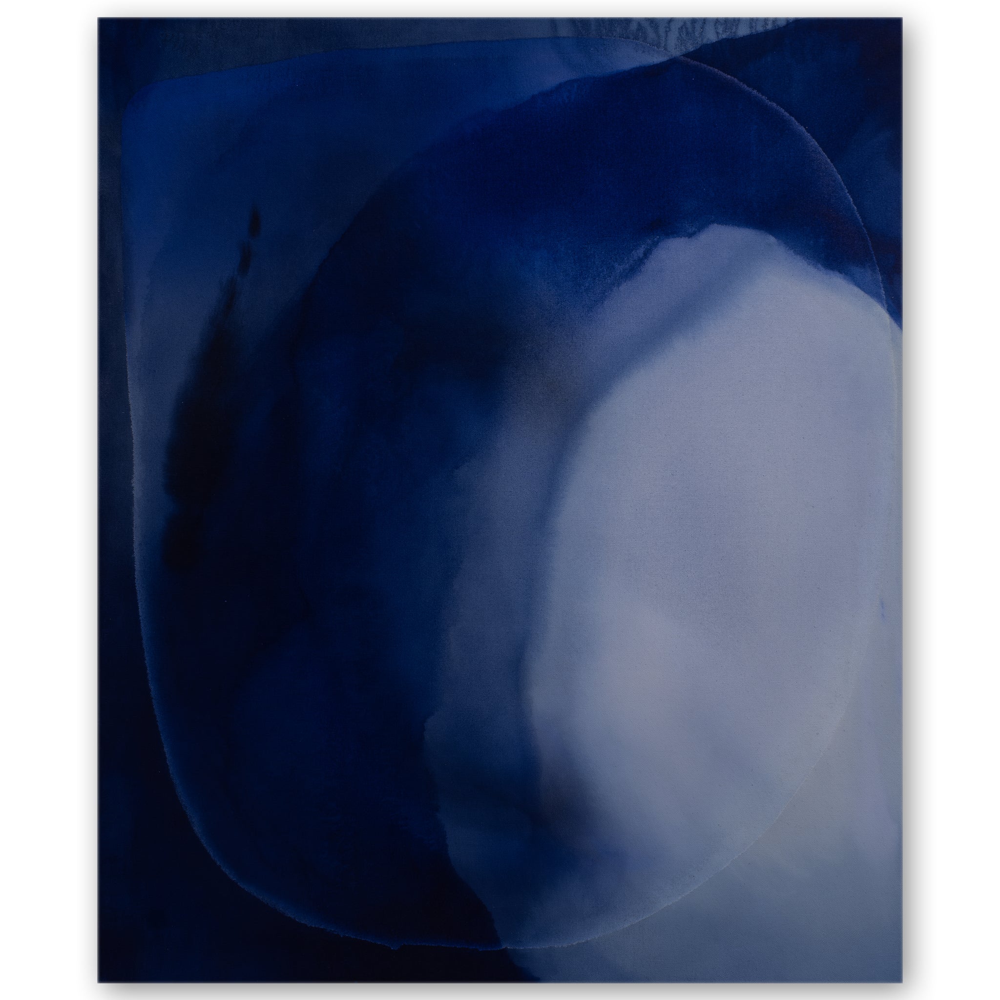 A dark and light blue abstract painting 