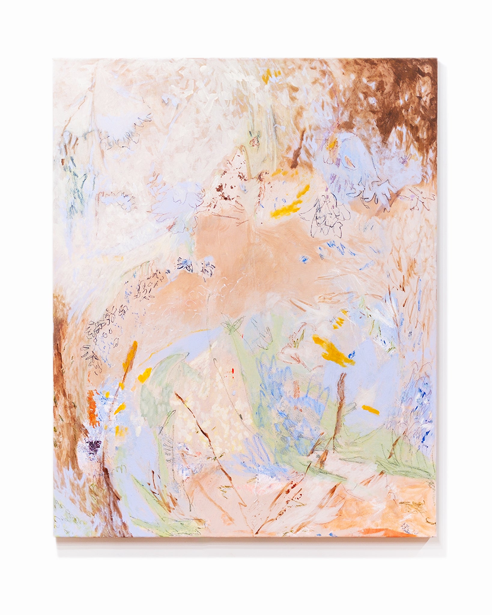 Abstract painting with earthy tones on a white background